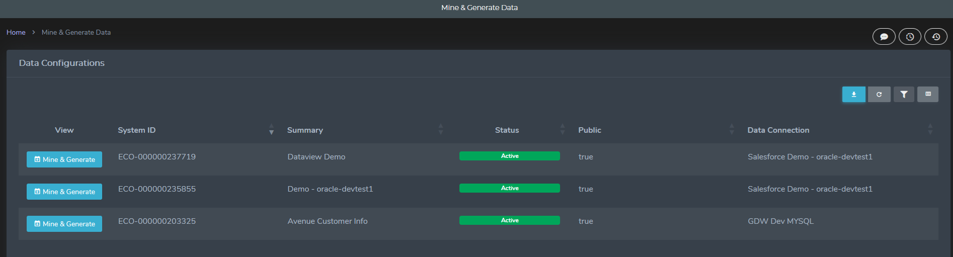 Data Factory Mine and Geneate