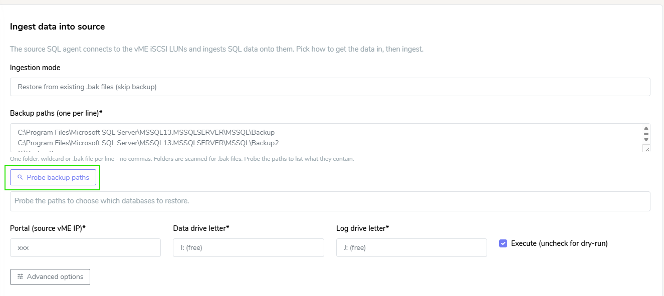 Onboard wizard - probe the backup paths