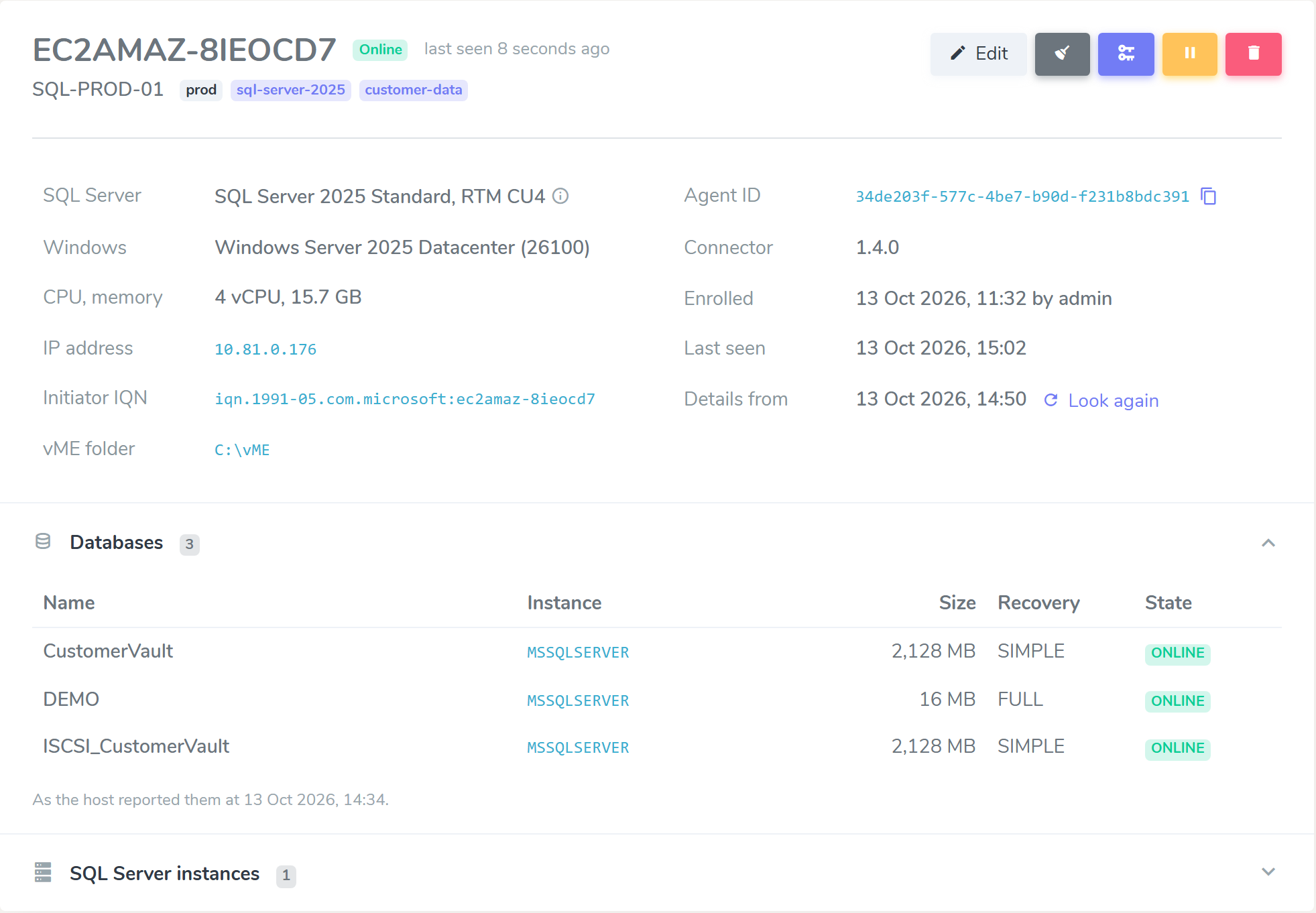 Agent Manager - host details
