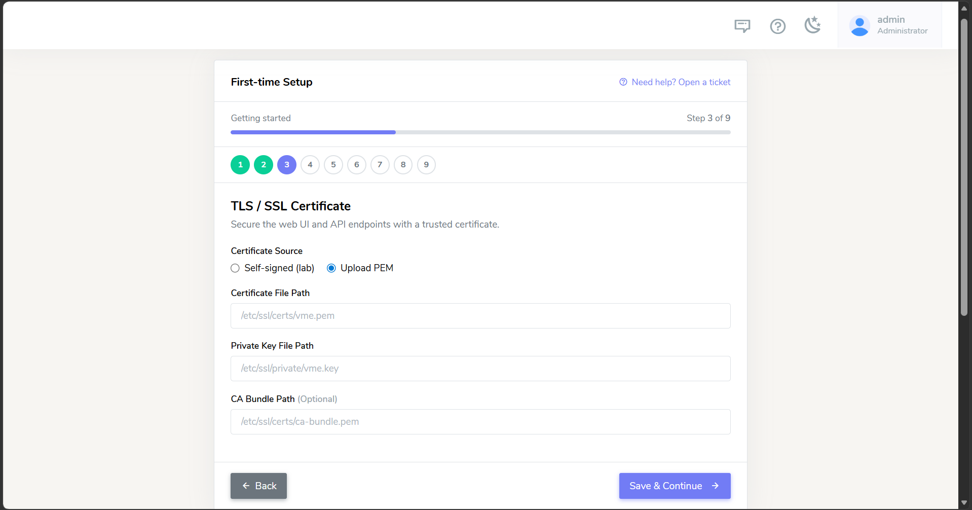 TLS - provide a PEM certificate