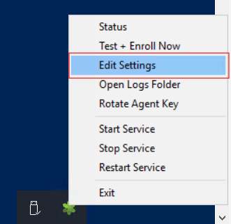 Step 10 - Edit Settings in the tray menu