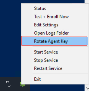 Step 12 - Rotate Agent Key in the tray menu