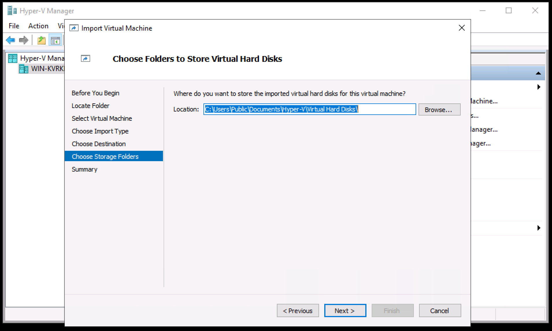 Choose Storage Folders