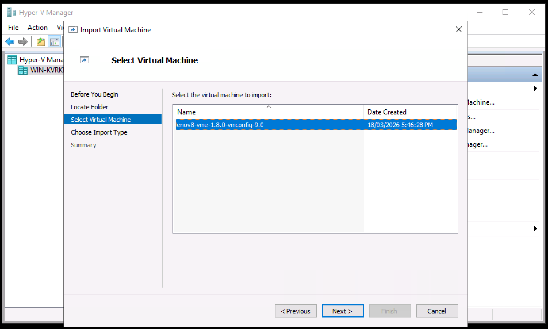 Select Virtual Machine