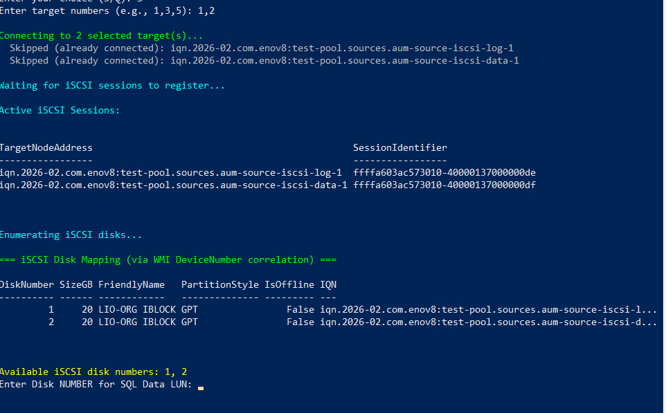 Step 3 — Choose Data and Log disks