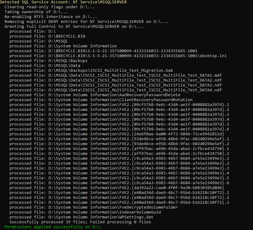Step 3.2 — Grant SQL Server permissions on clone drives