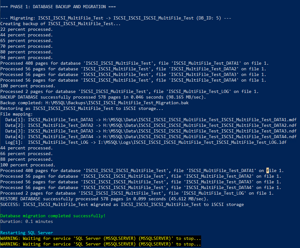 Mode 1 — Backup and restore execution