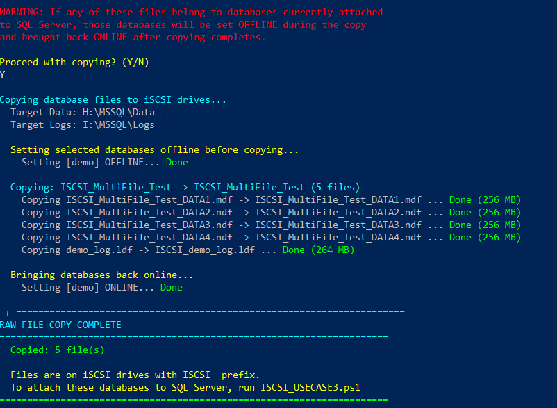 Mode 3 — Offline, copy execution, and completion