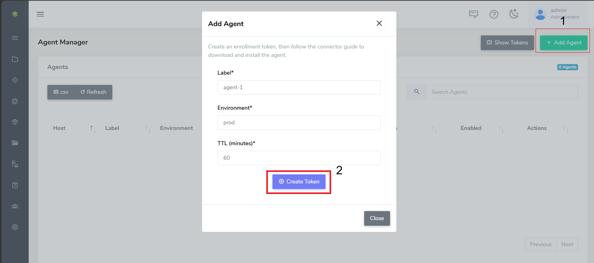 Agent Manager - enrolling a new agent